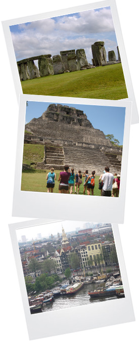 Polaroid looking photographs of places around the world